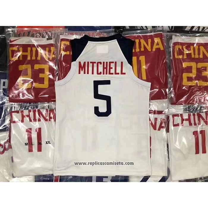 Camiseta USA Donovan Mitchell 2019 FIBA Basketball World Cup Blanco